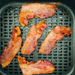 crispy bacon in air fryer basket