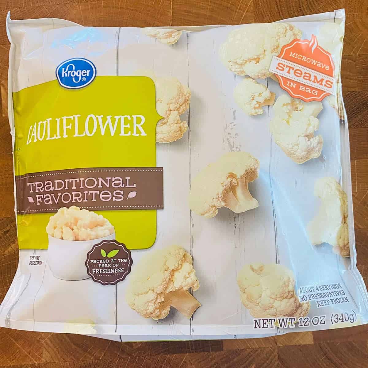 bag of kroger frozen cauliflower